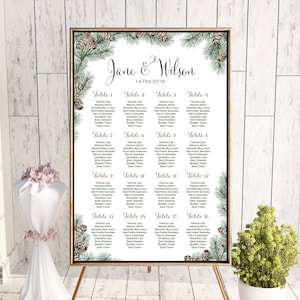 Gráfico de asientos de boda de la navidad de invierno, cartel del asiento de la boda, signo del asiento de la boda, junta de asientos de la boda WS73 TH54 WC139
