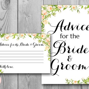 Advice for the Bride and Groom Card & Sign, Printable Advice Cards, Wedding Shower, Bridal shower Game Printable, Instant Download WD63 TH11