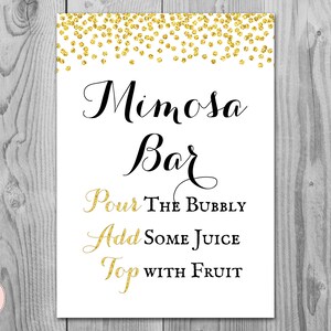 Gold Confetti Mimosa Bar Sign, Bubbly Bar Sign, Wedding Bar Sign, Printable Sign, Wedding Decoration Sign, Engagement Party Mimosa WD47 TH22
