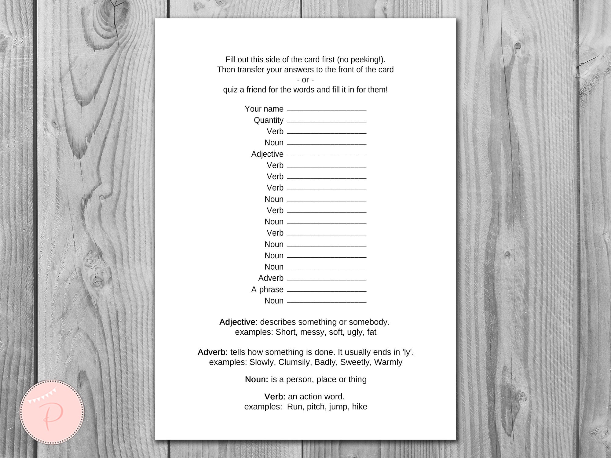 Marriage Advice Cards Wedding Mad Libs Printable Wedding - Etsy