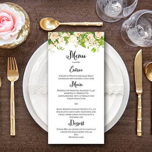 Pfingstrosen druckbare Hochzeitsmenü, benutzerdefinierte Hochzeit Menü druckbare, Hochzeit Menü Vorlage - digitale Datei, DIY Druck TH01 WD12 WM09