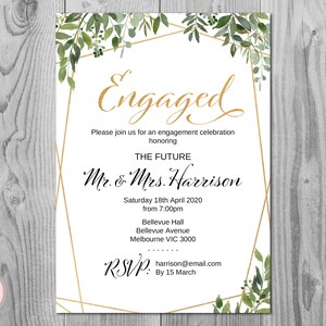 Greenery Printable Engagement Party Invitation, Personalized Invitation, Printable Wedding Invitation, Shower Invite TH93