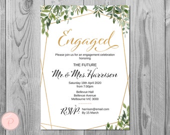 Greenery Printable Engagement Party Invitation, Personalized Invitation, Printable Wedding Invitation, Shower Invite TH93