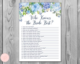 How well do you know the Bride shower games, Who knows the bride best, Engagement Game, Bridal shower Game Printable, Instant Download TH84