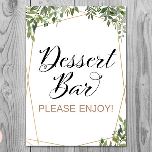 Greenery Dessert Bar Sign, Instant Download, Wedding Dessert Bar Sign, Wedding Sign, Engagement Party Candy bar, Table Sign TH93