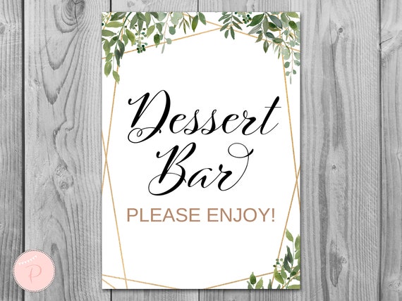 Greenery Dessert Bar Sign Instant Download Wedding Dessert - Etsy