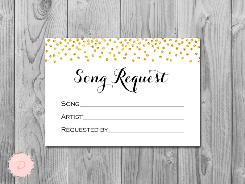 Gold Confetti Wedding Song Request Card Wedding RSVP With - Etsy
