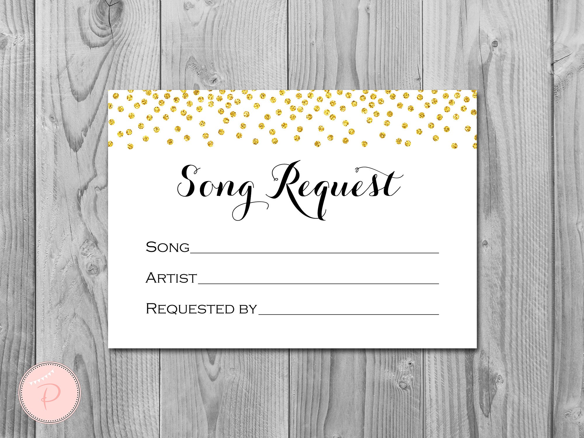 Gold Confetti Wedding Song Request Card Wedding RSVP with Etsy