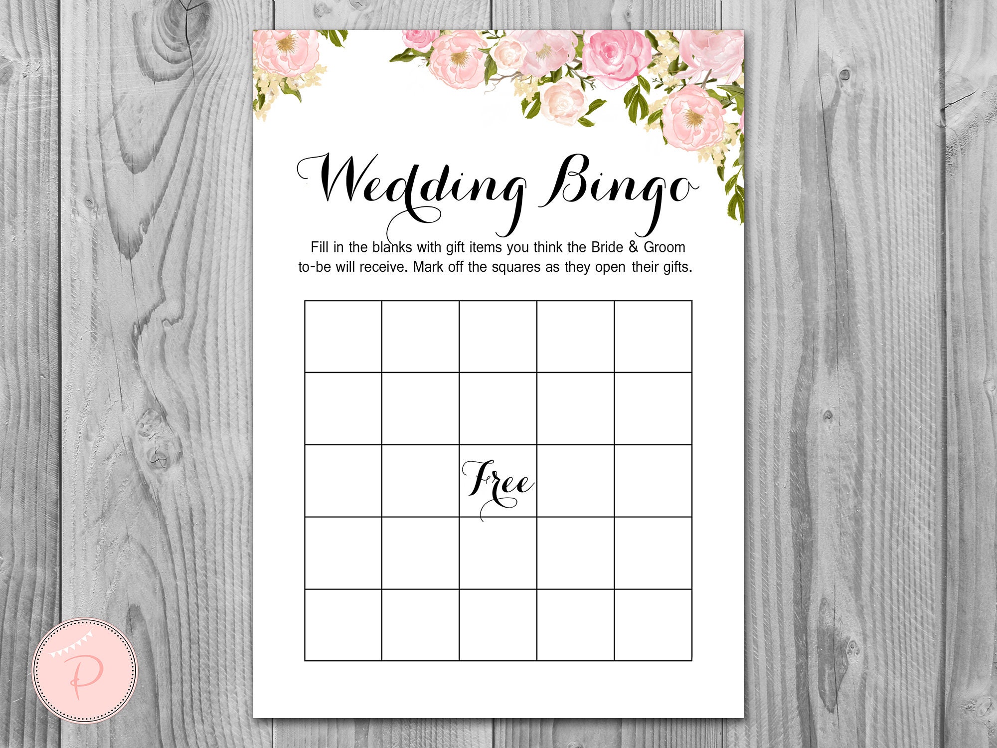50 Pink Wedding Shower Bingo Cards Prefilled Bridal Shower Etsy UK
