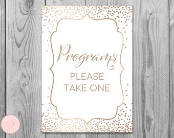 Gold Wedding programs sign, Printable Program Sign, Wedding Ceremony Program, Printable sign, Wedding decoration sign WD93 TH62