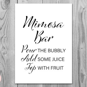 Mimosa Bar Sign, Bubbly Bar Sign, Wedding Bar Sign, Printable Sign, Wedding Decoration Sign, Engagement Party Mimosa TG00 sign TH00