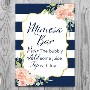 Navy & Gold Mimosa Bar Sign, Bubbly Bar Sign, Wedding Bar Sign, Printable Sign, Wedding Decoration Sign, Engagement Party Mimosa TH74.1