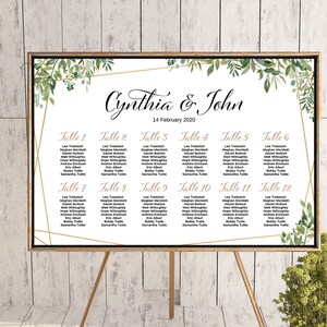 Greenery Wedding Seating Chart, Imprimable Custom Wedding Seating Poster, Wedding Chart Plan, Wedding Seating Board - TH93 WC176