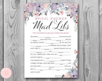 Lila Blumen Bridal Shower Mad Libs, Hochzeit Rat Karten, Hochzeit Mad Libs, Bridal Shower Mad Libs, Braut Mad Libs, Mad Lib Rat TH71