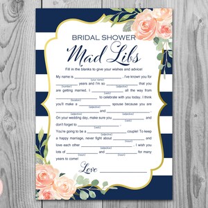 Navy Gold Bridal Shower Mad Libs, Hochzeit Rat Karten, Hochzeit Mad Libs, Bridal Shower Mad Libs, Mad Libs, Mad Lib Rat Karte TH74