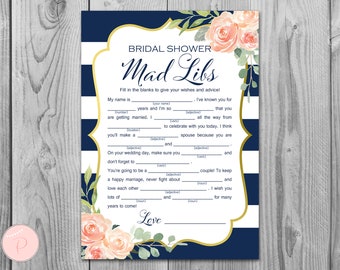 Navy Gold Bridal Shower Mad Libs, Hochzeit Rat Karten, Hochzeit Mad Libs, Bridal Shower Mad Libs, Mad Libs, Mad Lib Rat Karte TH74