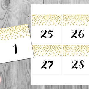 Gold Confetti Wedding Table Numbers Printable, DIY Table Number Sign, Wedding Table Numbers - Digital File, DIY Print WD47 TN17