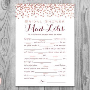 Rose Gold Bridal Shower Mad Libs, Hochzeit Rat Karten, Hochzeit Mad Libs, Bridal Shower Mad Libs, Braut Mad Libs, Mad Lib Rat Karte TH68