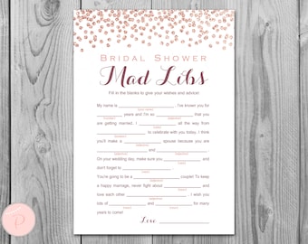 Rose Gold Bridal Shower Mad Libs, Marriage advice cards, Wedding Mad Libs, Bridal Shower Mad Libs, Bridal Mad Libs, Mad lib advice card TH68