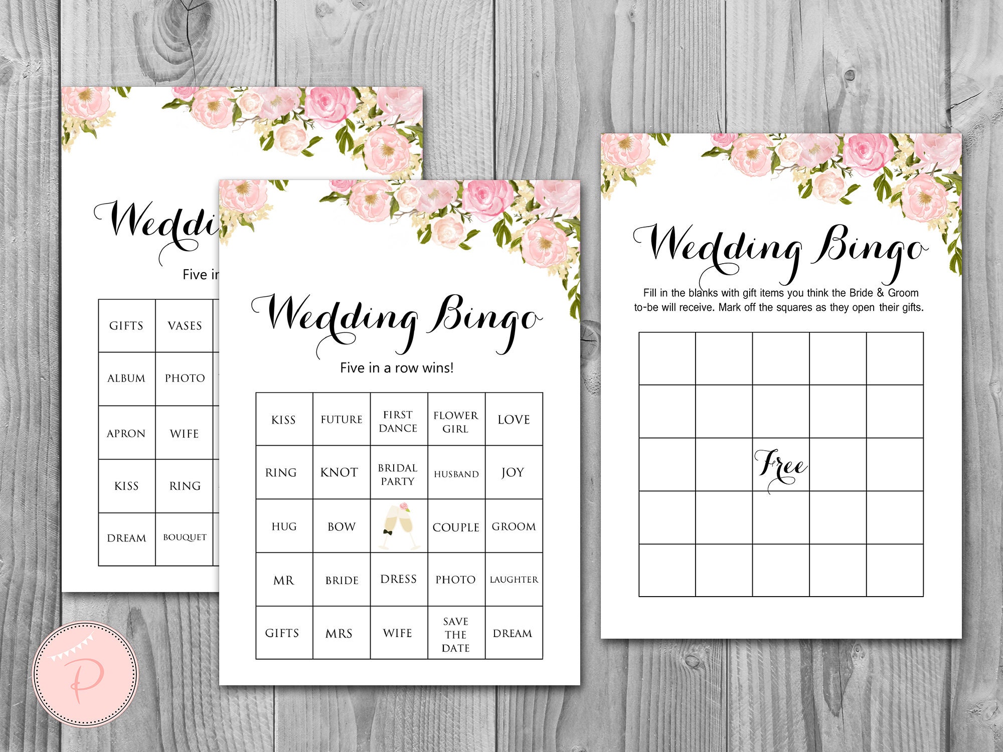 50 Pink Wedding Shower Bingo Cards Prefilled Bridal Shower Etsy UK