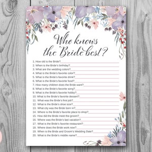 How well do you know the Bride game, Who knows the bride best, Engagement Game, Bridal shower Game Printable, Instant Download TH71
