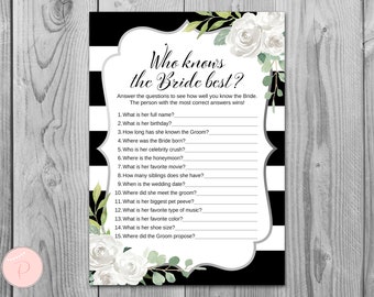 How well do you know the Bride game, Who knows the bride best, Engagement Game, Bridal shower Game Printable, Instant Download TH81