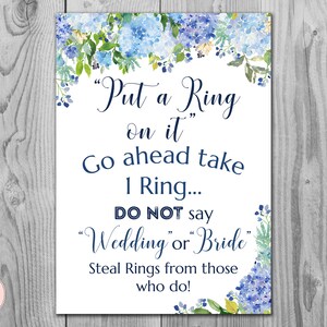 Blue Hydrangea Put a Ring on it Game, Bridal Shower Games, Dont Say Bride Game, Don&#39;t Say Game, Bridal Shower Game, Download TH84 z