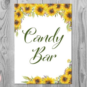 Sunflower Summer Candy Bar Sign, Instant Download, Wedding Dessert Bar Sign, Wedding Sign, Engagement Party Candy bar, Table Signs TH80