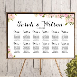 Tableau des sièges, affiche imprimable de sièges de mariage personnalisés, signe de siège de mariage, panneau de siège de mariage - fichier numérique, DIY WD67 TH13 WC51