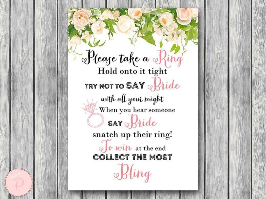 Peonies Don't Say Bride Game, Don't Say a Word Game, Take a Ring Game ...
