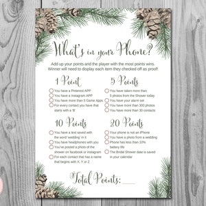 Pinecone What&#39;s in your Phone Bridal Shower Games, cellphone game, Couples wedding shower game, Bridal shower activity WS73 TH54