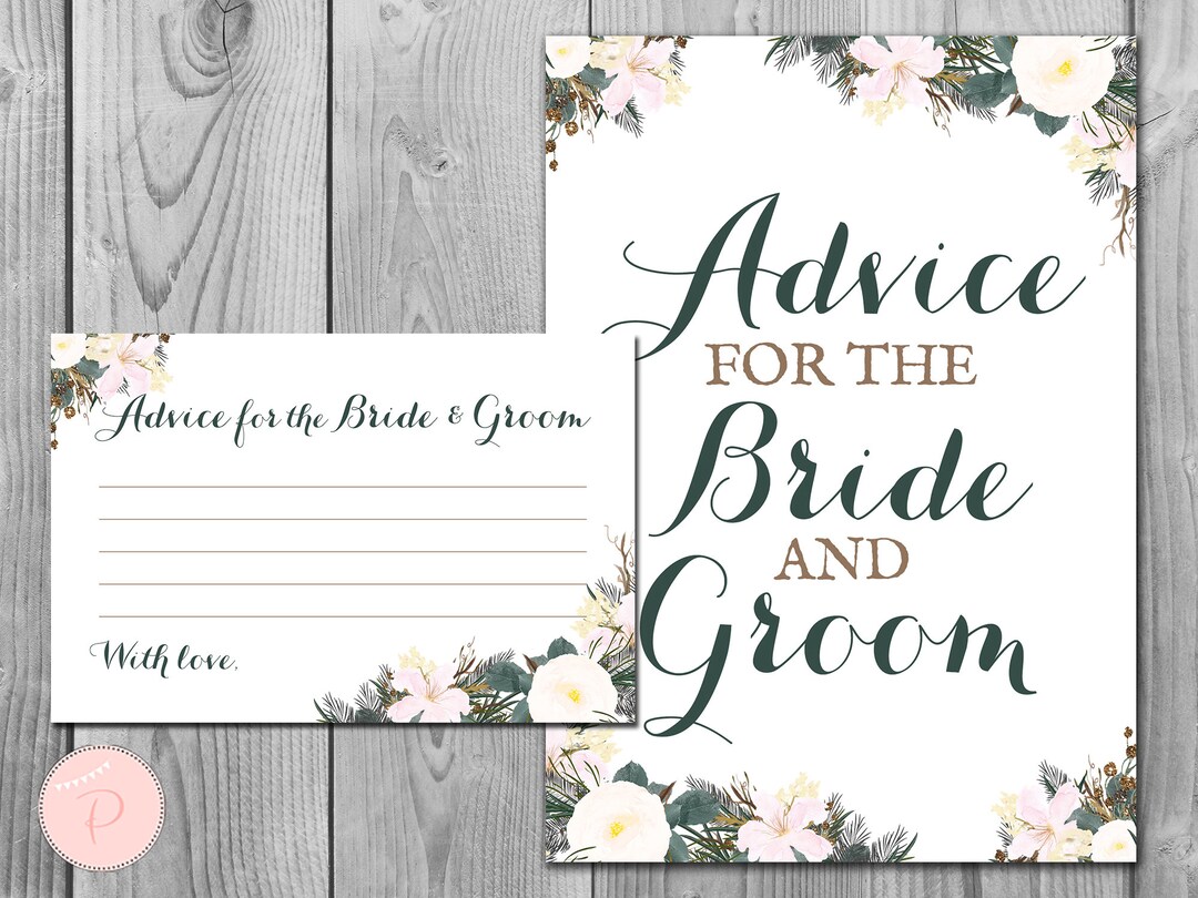 Advice for the Bride and Groom Card &amp; Sign, Printable Advice Cards ...