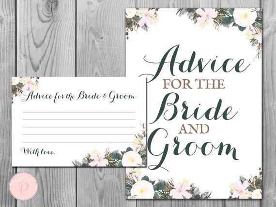 Advice for the Bride and Groom Card &amp; Sign Printable Advice - Etsy