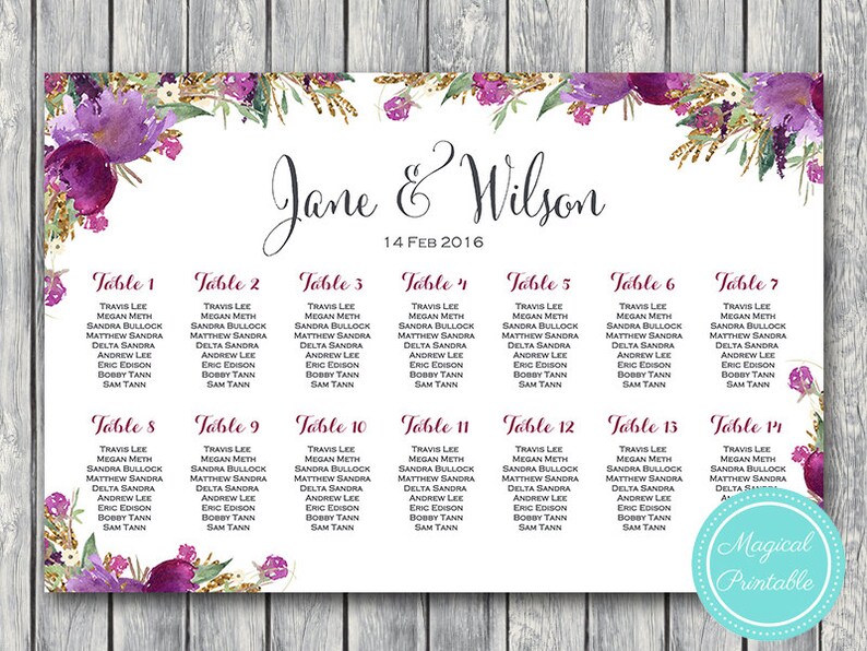 Find your Seat Chart, Purple Wedding Seating Chart, Wedding Seating Poster, Wedding Seating Sign, Wedding Seating Board TH59 WC140 zdjęcie 2