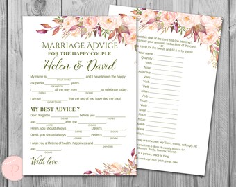Floral Ehe Ratkarten, Ehe Beratung Karten, Hochzeit Mad Libs, Braut Dusche Mad Libs, Braut Mad Libs, Mad lib Beratung WD85 TH46