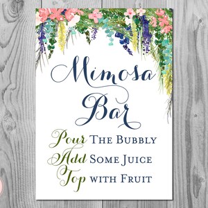 Garden Mimosa Bar Sign, Bubbly Bar Sign, Wedding Bar Sign, Printable Sign, Wedding Decoration Sign, Engagement Party Mimosa TH37