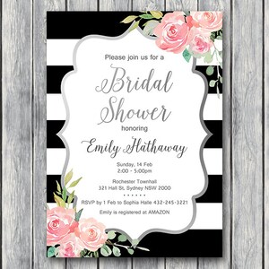 Silver Personalized Elegant Wedding Invitations, Pink Bridal shower invitation, Baby Shower, Personalized Wedding Invitation TH81.2 z