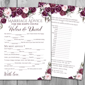 Marsala Ehe Beratung Karten, Hochzeit Mad Libs, druckbare Hochzeit Spiel, Hochzeit Spiel druckbare, Hochzeit Aktivitäten, druckbare Spiel TH86