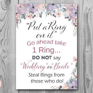 Purple Floral Put a Ring on it Game, Bridal Shower Games, Dont Say Bride Game, Don&#39;t Say Game, Bridal Shower Game, Download TH71