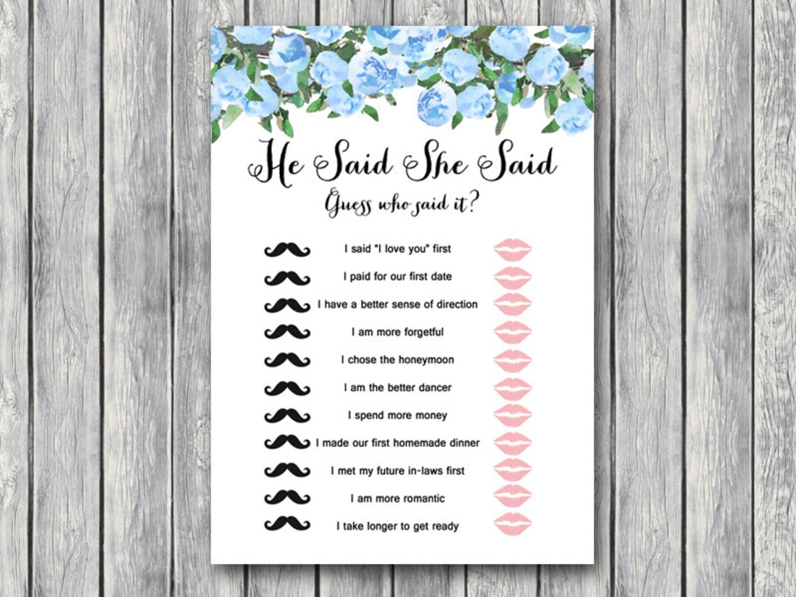 Blue Floral Wedding Shower Games Coed Bridal Shower Games Etsy