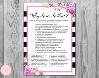 Why do we do that Bridal Shower Game, Wedding Tradition Quiz , Coed Bridal shower, Shower activity, Wedding Shower Game WD79 TH34