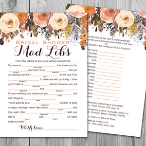 Herbst Herbst Braut Dusche Mad Libs, Ehe Beratung Karten, Hochzeit Mad Libs, Braut Dusche Mad Libs, Mad Lib Ratgeber Karte WD82 TH40