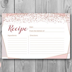 Tarjeta de receta de confeti de oro rosa, despedida de soltera, tarjeta imprimible, despedida de soltera, juegos de despedida de soltera, actividad de despedida de soltera mixta / TH95.1