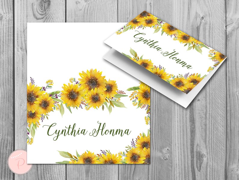 50 download sunflower file wedding name cards name tags etsy
