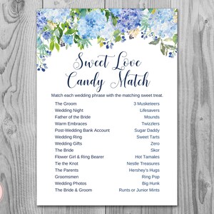 Hydrangea Sweet Love Candy Match Bridal Shower Game, Bridal Shower Games, Simple Bridal Shower Game, Unique Bridal Shower activity, TH84