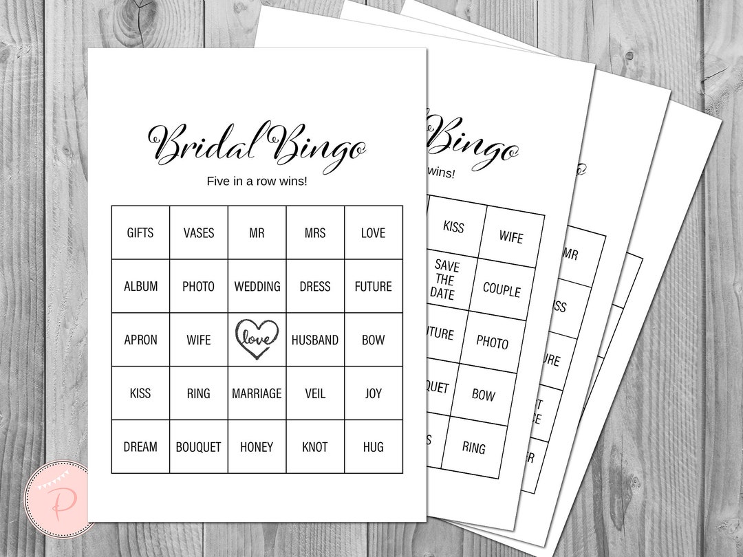50 Bridal Shower Bingo Cards, Prefilled Bridal Shower Bingo Cards, Gift Item Bingo, Couples ...