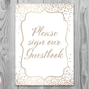 Gold Guestbook Sign, Sign our Guestbook, Printable Guestbook Sign, Wedding Guest book Sign, Engagement Party Guestbook WD93 TH62