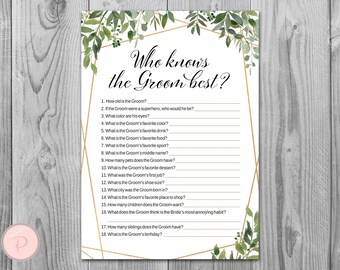 Greenery ¿Quién conoce mejor al novio? ¿Qué tan bien conoces el juego del novio? Juego de despedida de soltera, juego de despedida de soltera, juego de despedida de soltera TH93