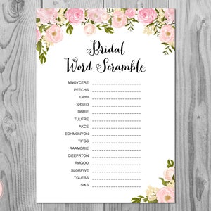 Peonies Bridal Word Scramble Bridal Shower Game, Unscramble, Bridal shower games, Bridal shower activity, Printable Game WD67 TH13
