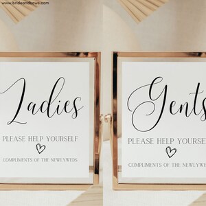 Minimalist Wedding Bathroom Sign, Ladies and Gents Wedding Bathroom ...